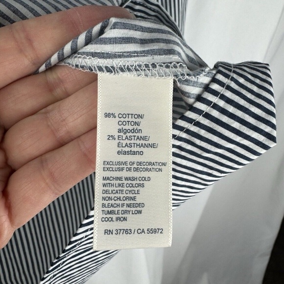 Rafaella Weekend Button Top Black White Stripes Woman XL Long Sleeves Collared - Picture 5 of 7